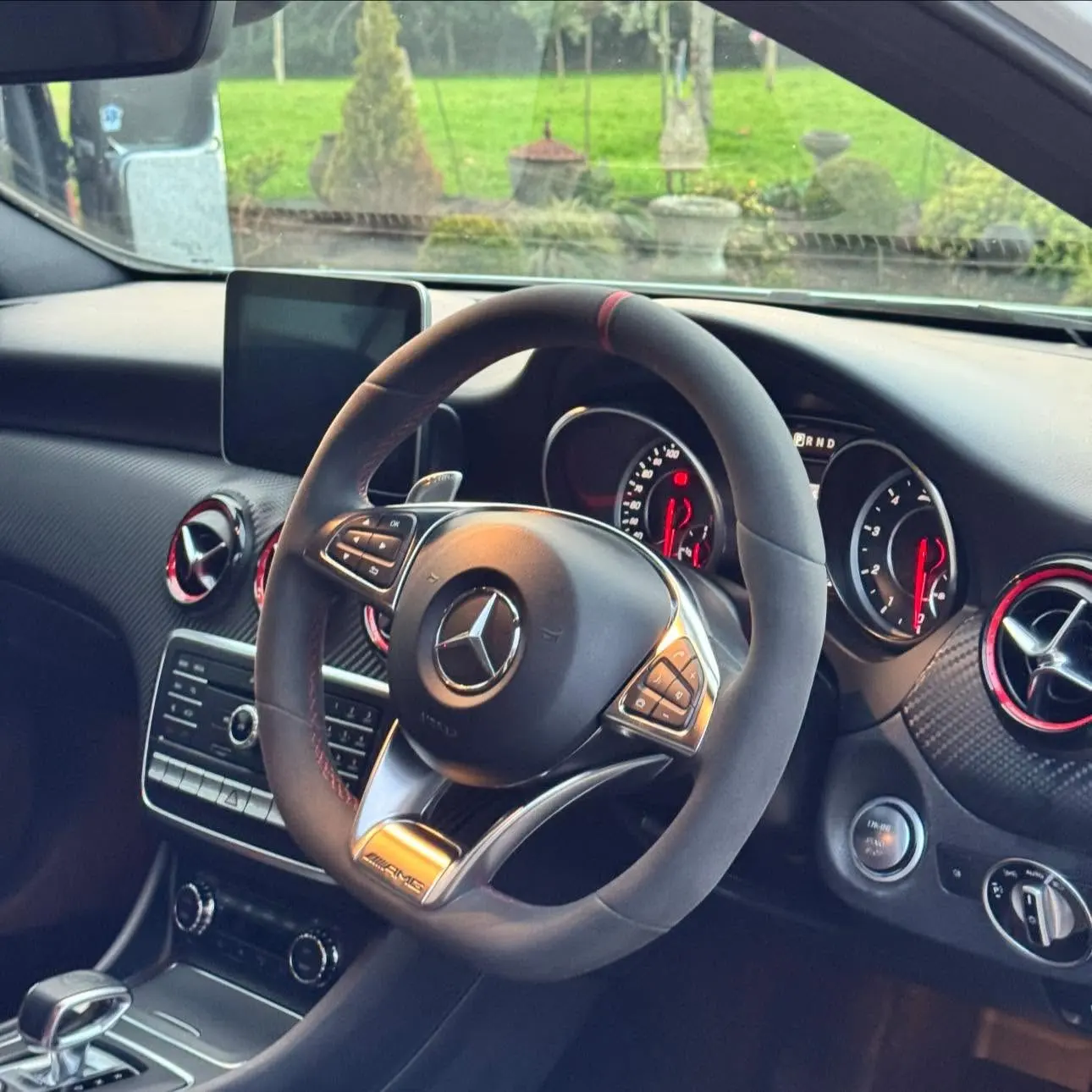 Cleaned Mercedes-AMG cockpit and steering wheel