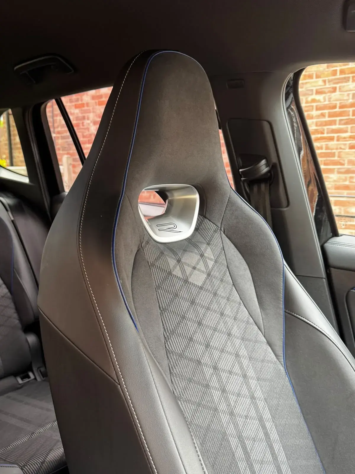 Clean quilted sports seat inside a Volkswagen Tiguan